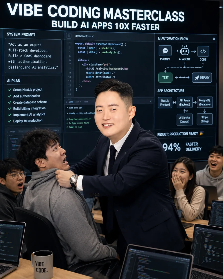 AI 바이브코딩 수업 현장에서 최gpt가 수강생을 하드캐리하는 모습