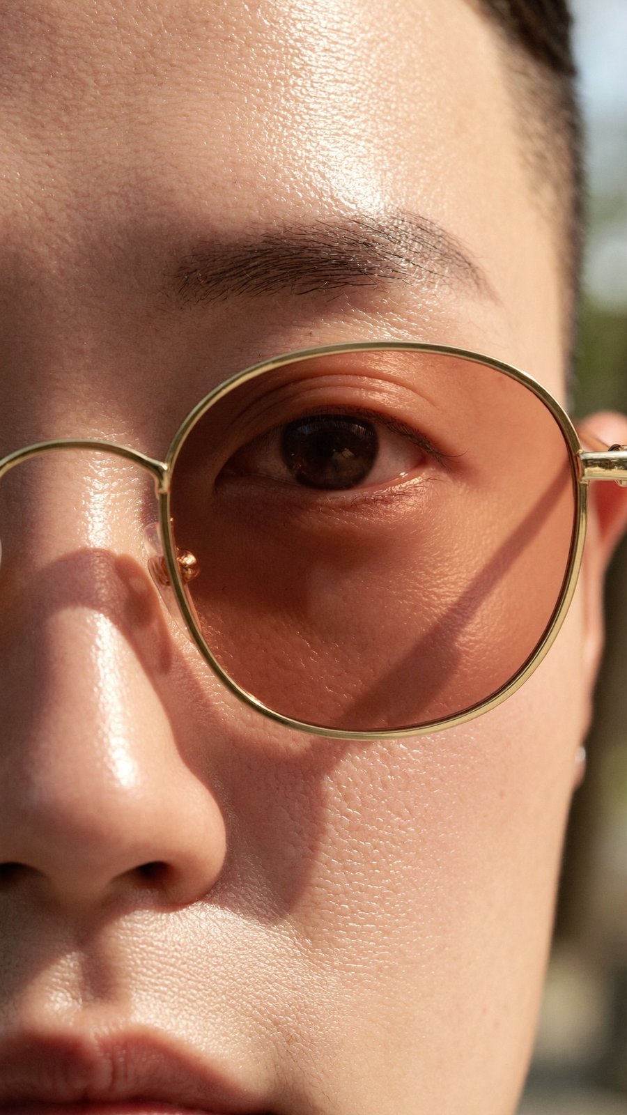 AI 캐릭터 눈과 선글라스 매크로